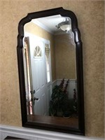 Dark Wood Beveled Wall Mirror