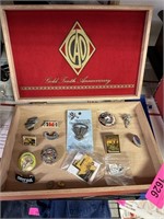 CAO CIGAR BOX W MISC MOTORCYCLE PINS