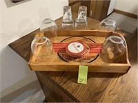 Budweiser Wooden Serving Tray, Coasters & Glasses