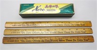 3 Coca-Cola Rulers & Harmonica