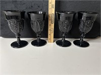 Indiana Glass Tiara Black Monarch Glasses (4)