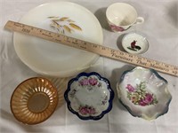 Wheat dinner plates, floral bowls,