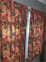 2 sets of very retro floral drapes