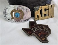 3 Belt Buckles...KEN solid brass