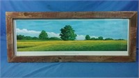 Wooden framed landscape picture 39x16H