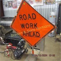 USED 60" ROADWORK AHEAD CAUTION SIGN