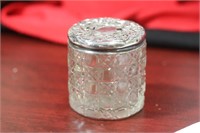 A Sterling Top Cut Glass Container