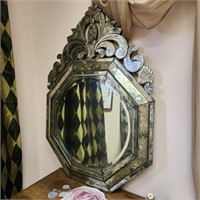 Art Deco Mirror with Wood Backing