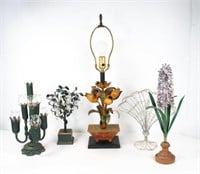 Painted Metal Tulip Lamp, Hyacinth, Cluster Vases