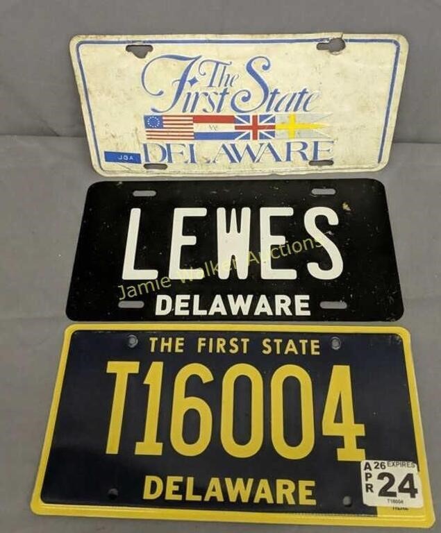 3 Delaware License Plates For Decorative Use