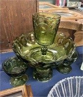PRESSED GLASS COMPOTE AND GOBLETS