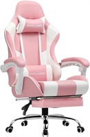 GTPLAYER Gaming Chair  Footrest  Pink Leather