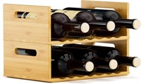 MinBoo 2 Tier Bamboo Wine Rack  Stackable