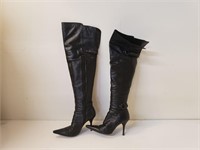 Knee-High Stiletto Boots, Size 36