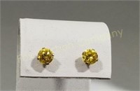 10 K Earrings w/Yellow Stones