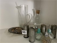 PEWTER S&P SHAKERS, PITCHER, ETC.