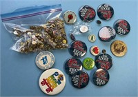 Bag of mixed buttons,pins & pin backs
