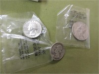 2 Silver Quarters & 1953 D Franklin 1/2 $