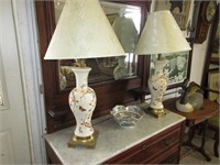Pair Floral Vase Lamps