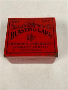 Beaver Brand blasting caps tin.