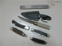 Assorted Knives & Sharpener Shown Longest 8"