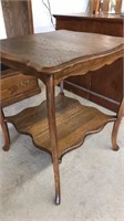 OAK SERPENTINE PARLOR TABLE