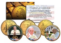 Pope Francis 2015 Us Visit 24k Plated 3 Coin Set