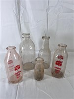Lot 5 Antique Milk Bottles