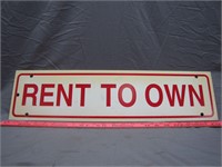 Vintage Plastic Rent To Own Sign