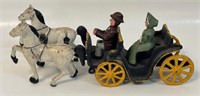 CHARMING HAND PAINTED CAST IRON HORSE & BUGGY