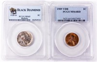 Coin 1909 V.D.B & 1938-D Buffalo Certified PCGS