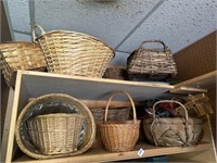 Two shelves of baskets