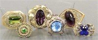 6 antique & vintage Art Nouveau, etc. jeweled