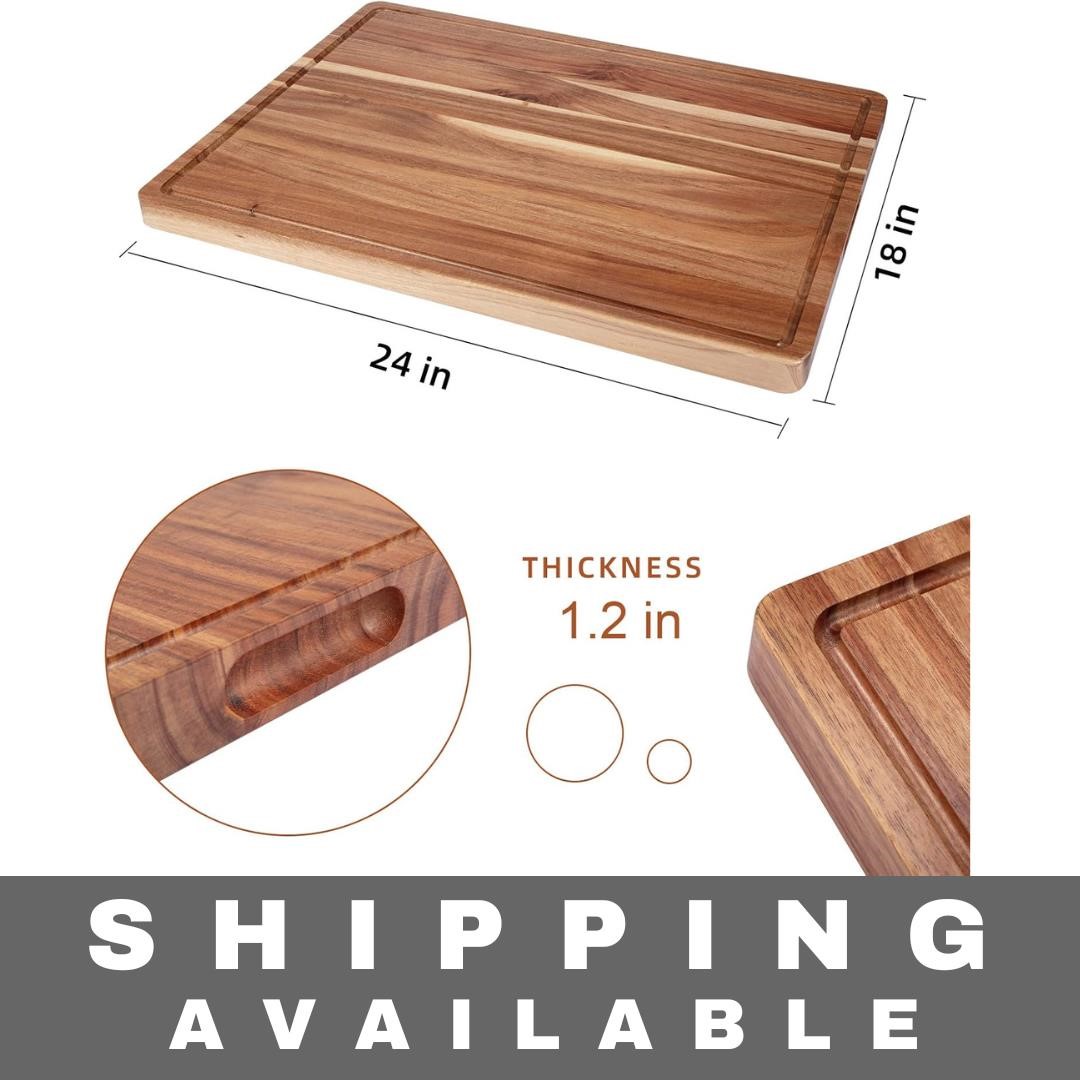 Acacia Wood Cutting Boards for Kitchen, 24"x18"