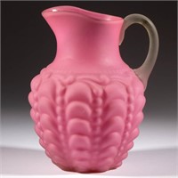 GUTTATE WATER PITCHER, cased pink with a satin