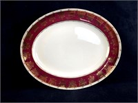 Fine Porcelain Crown Ducal Platter in Burgundy