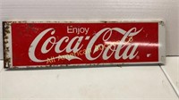 Vintage metal "Enjoy Coca-Cola" sign, 36" x 10"