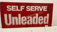 Vintage plexiglass "Self-Serve Unleaded" sign