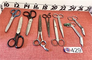 Vintage scissors lot, medical, sewing, and