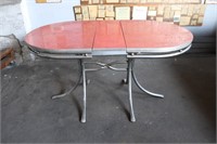 Mid-Century Retro Formica & Chrome Table w/ Leaf