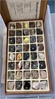 Box with various rocks and minerals (8 containers