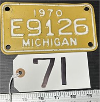 1970 Michigan Motorcycle License Plate