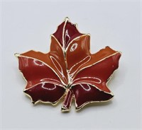 Vintage Steinmetz SFJ Signed Enameled Leaf Brooch