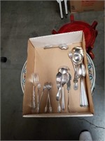 Box of  Silver plated flatware