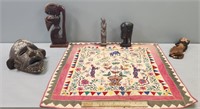 Carved Wood & Textiles Ethnographic Lot