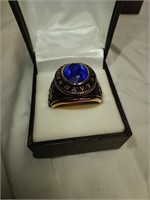 US Navy Ring in Gold Tone w/ Blue Center Stone