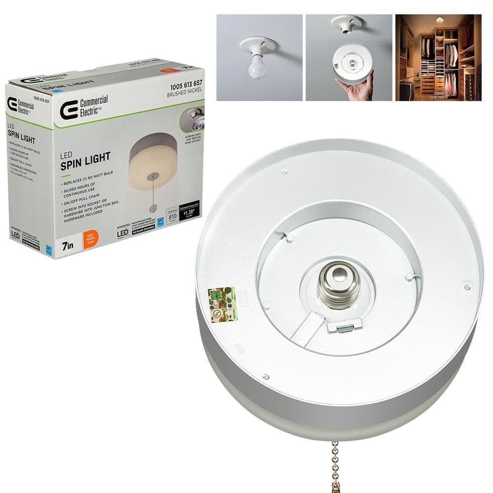 Spin Light 7 in. LED Flush Mount w/ Pull Chain