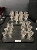 24pc Libbey Frosted Gold Leaf Stemware.