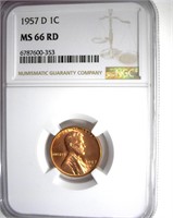1957-D Cent NGC MS66 RD