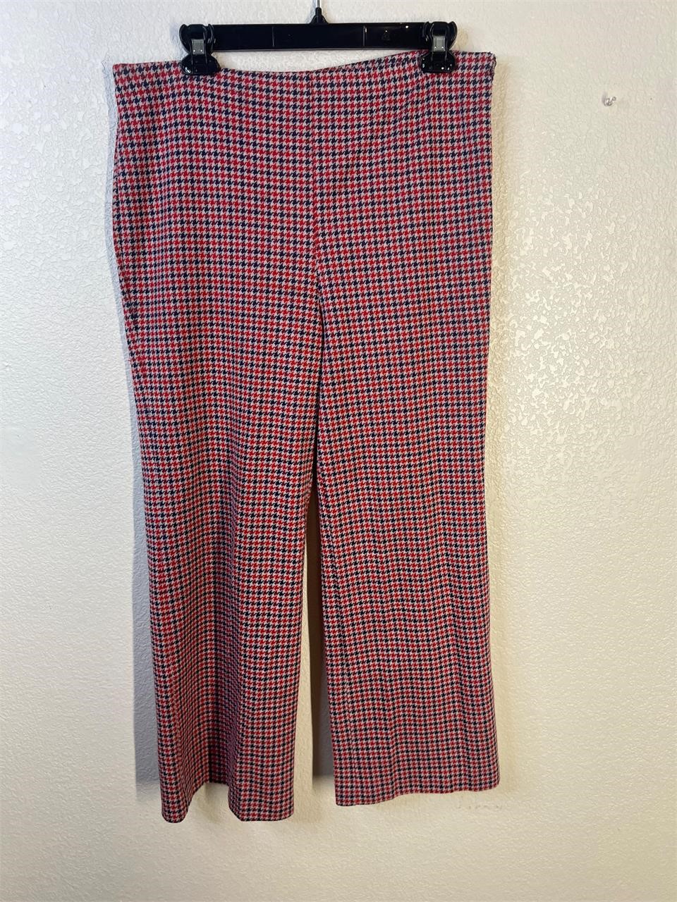 Vintage Plaid Red Blue Polyester Pants